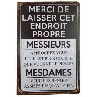 Plaque de décoration humoristique WC, toilettes