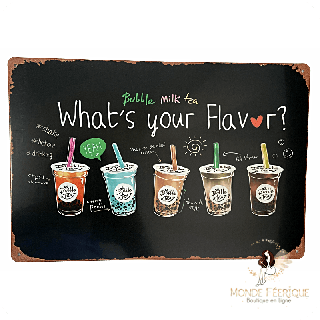 Plaque métal Bubble Tea – Déco murale colorée – What’s your Flavor