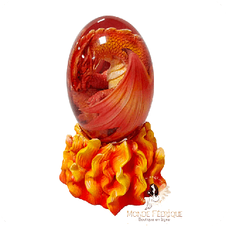 Œuf dragon rouge lumineux – Statuette LED