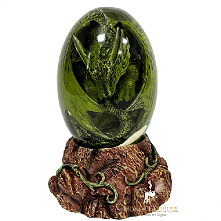 Œuf dragon vert forêt lumineux – Statuette LED