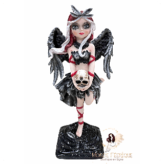 Fée noire au crâne – Figurine fantasy mystique