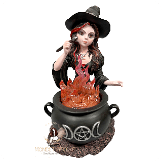 Sorcière au chaudron rouge – Figurine lumineuse