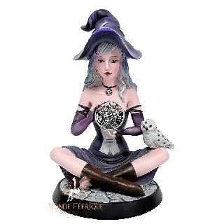 Sorcière assise au pentacle – Figurine ésotérique