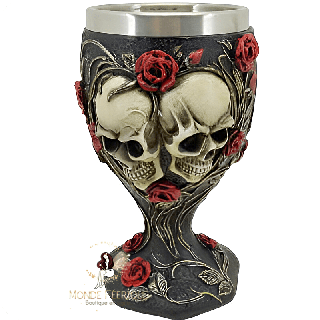Coupe gothique crânes et roses – insert inox