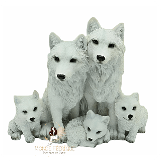 Famille De Loups Blancs – Statuette Réaliste