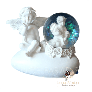 Boule à neige ange décorative – figurine blanche