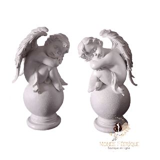 Statues ange gardien blanc – duo décoratif