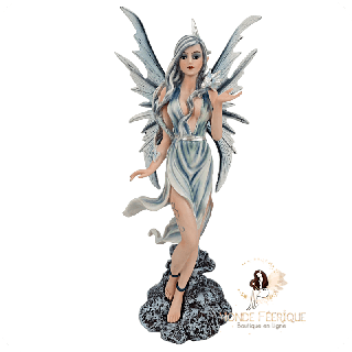 Statuette fée argentée – élégante et lumineuse
