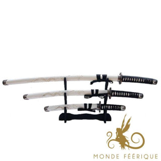 Série de 3 Katanas Blanc magasin de sabre et katana asiatique