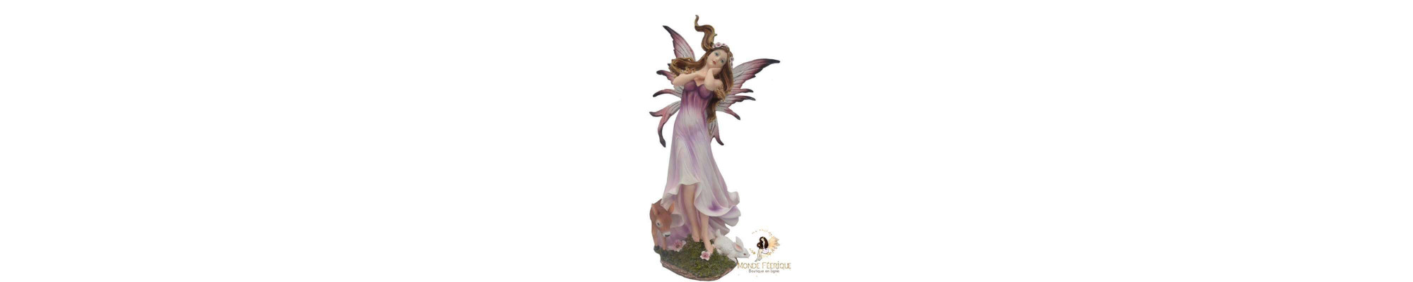 Statuette Fée avec Lapins - Figurines Fées avec un lapin - Figurines de Fées a Acheter avec des lapins